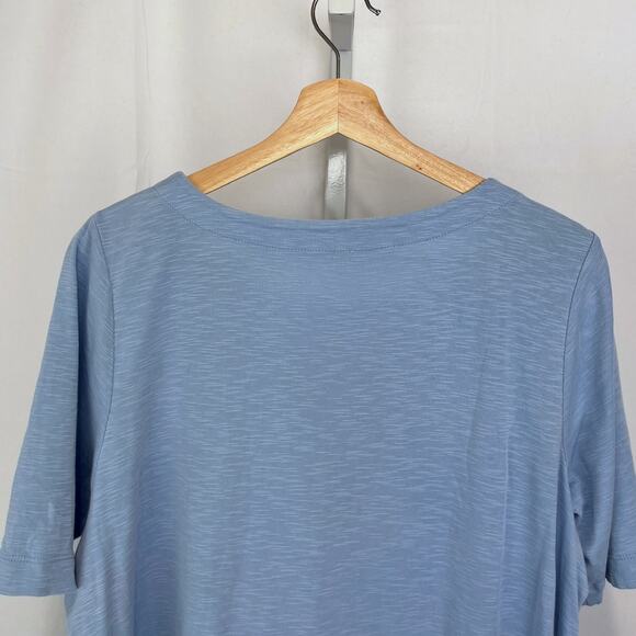 J. JILL Pima Slub Elbow Sleeve Tee Short Sleeve Shirt Blue Size L - Picture 5 of 9